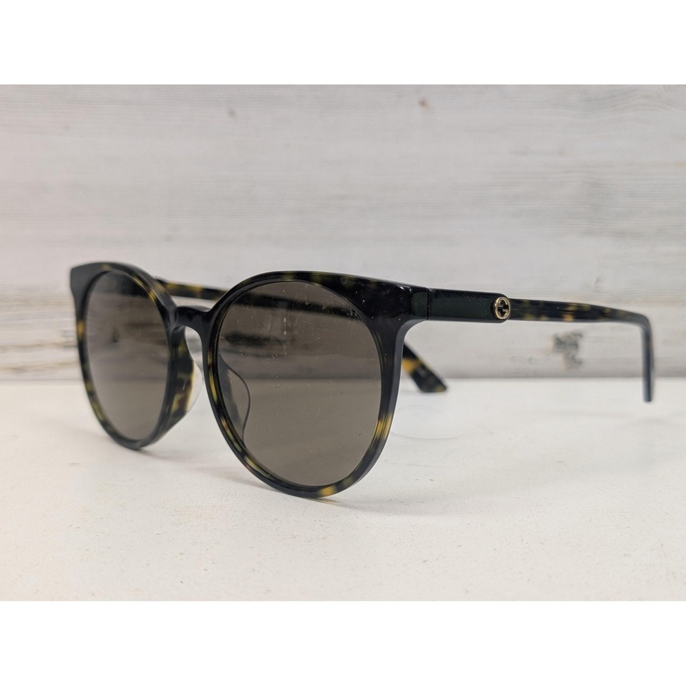 Gucci Sunglasses Womens Brown Tortoise Round Acetate Gray Lenses GG0488SA 002